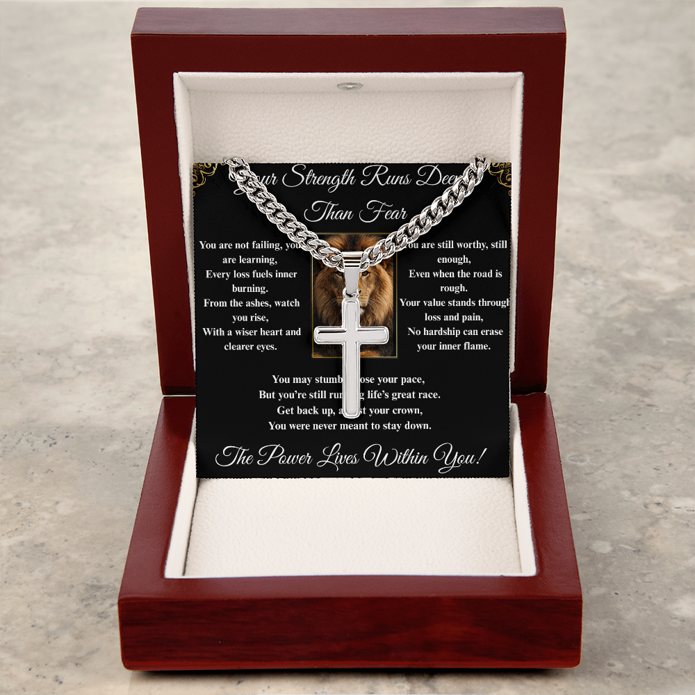 Powerful Motivation Message - Artisan Cross With Cuban Link Chain ShineOn Fulfillment