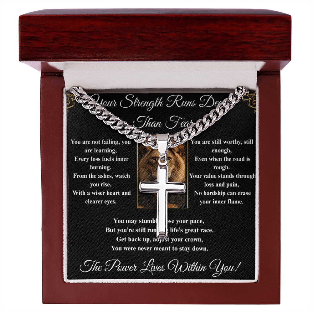 Powerful Motivation Message - Artisan Cross With Cuban Link Chain ShineOn Fulfillment