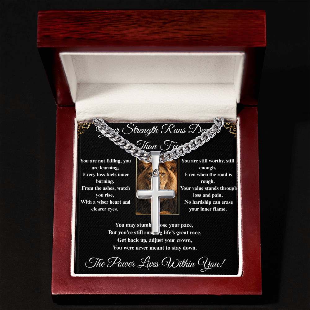 Powerful Motivation Message - Artisan Cross With Cuban Link Chain ShineOn Fulfillment