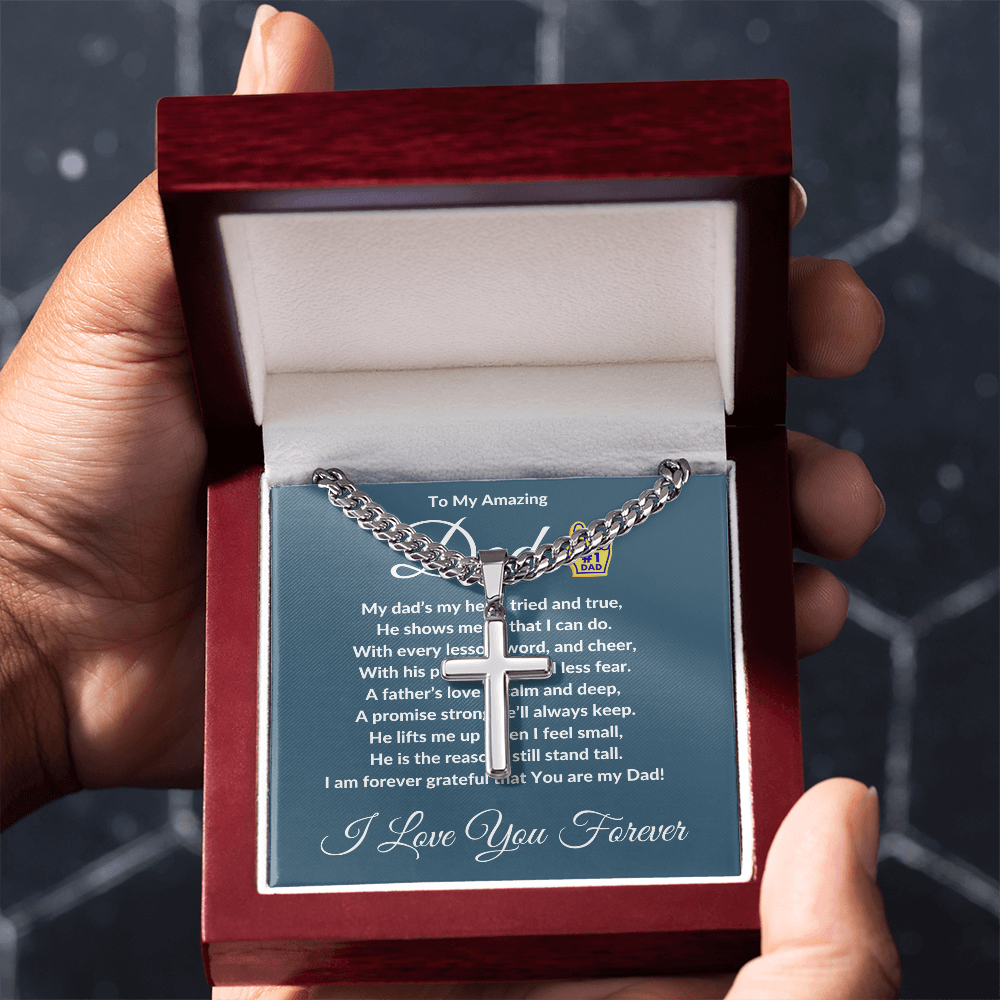 To My Amazing Dad - Custom Cross Cuban Link Chain ShineOn Fulfillment
