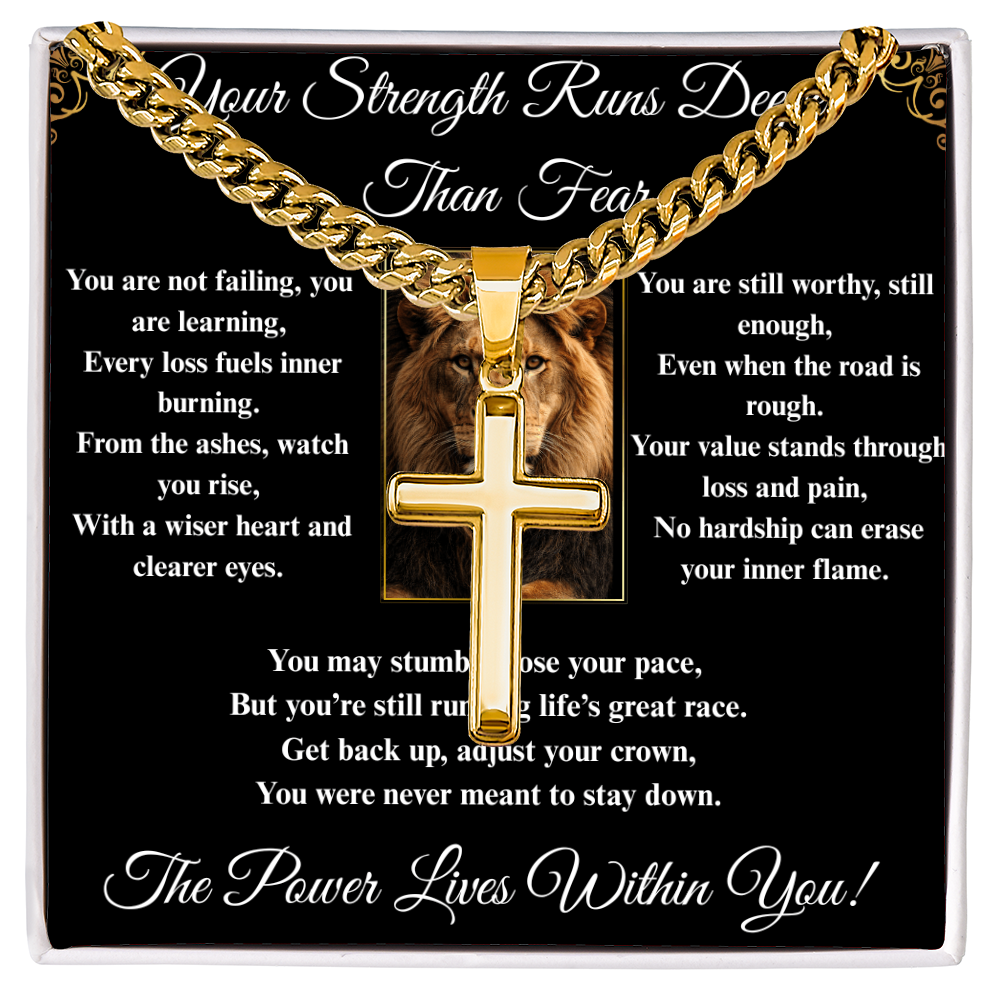 Powerful Motivation Message - Artisan Cross With Cuban Link Chain ShineOn Fulfillment