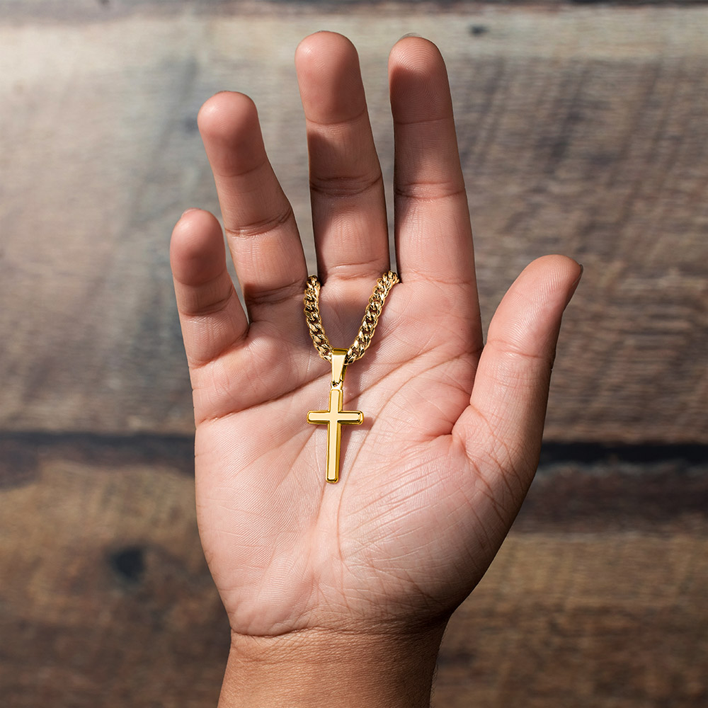 Powerful Motivation Message - Artisan Cross With Cuban Link Chain ShineOn Fulfillment