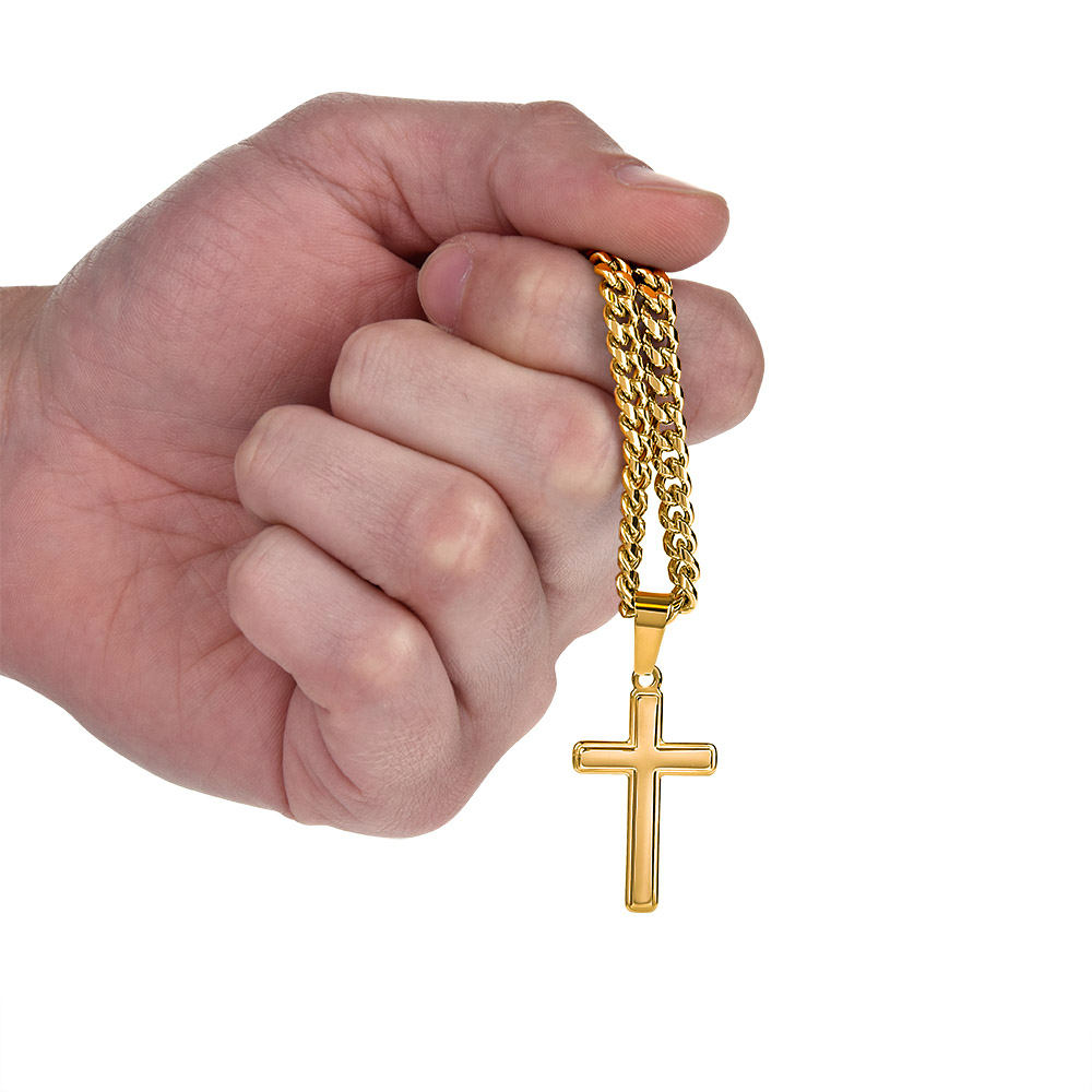 Powerful Motivation Message - Artisan Cross With Cuban Link Chain ShineOn Fulfillment