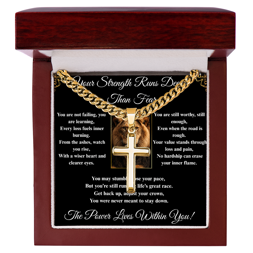 Powerful Motivation Message - Artisan Cross With Cuban Link Chain ShineOn Fulfillment