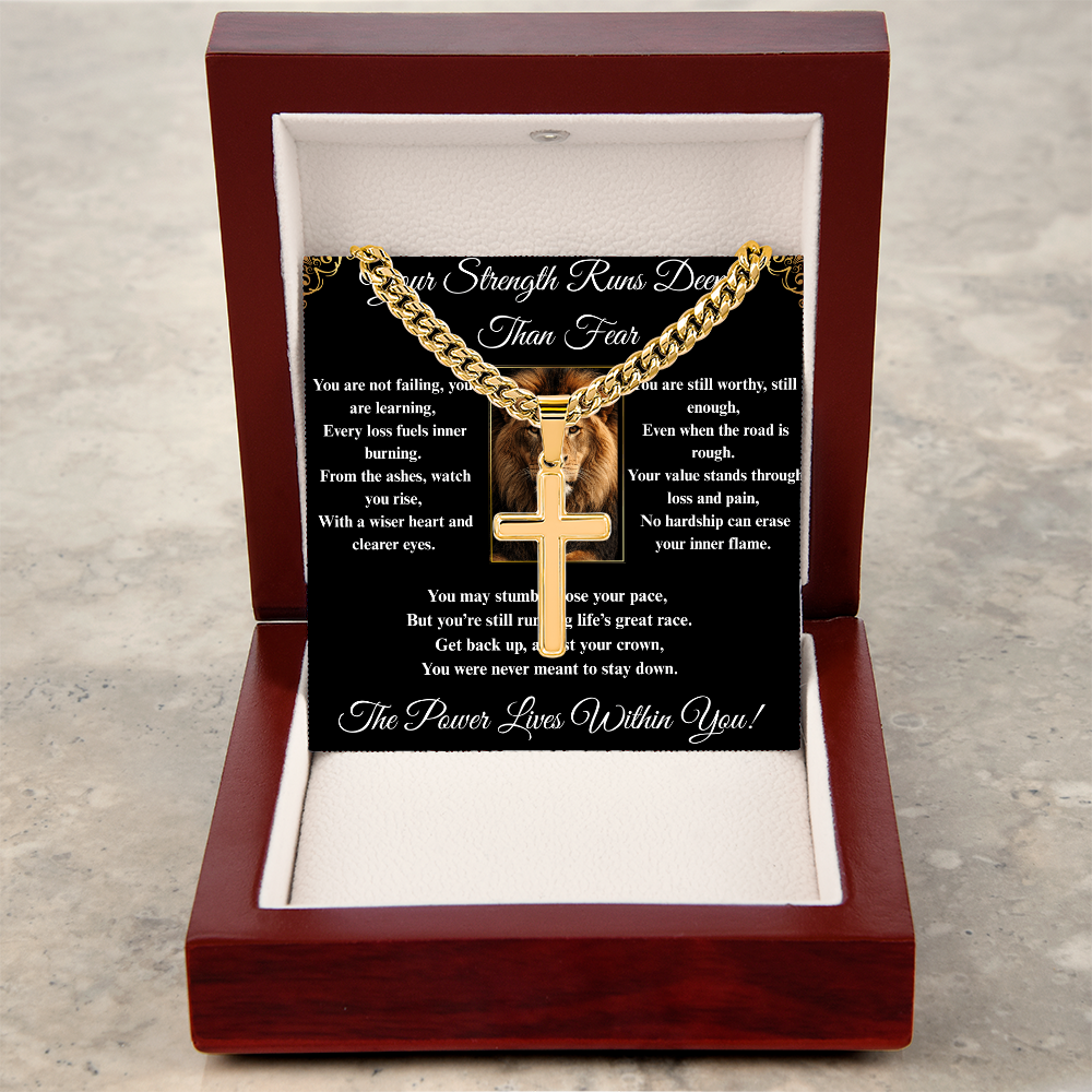 Powerful Motivation Message - Artisan Cross With Cuban Link Chain ShineOn Fulfillment
