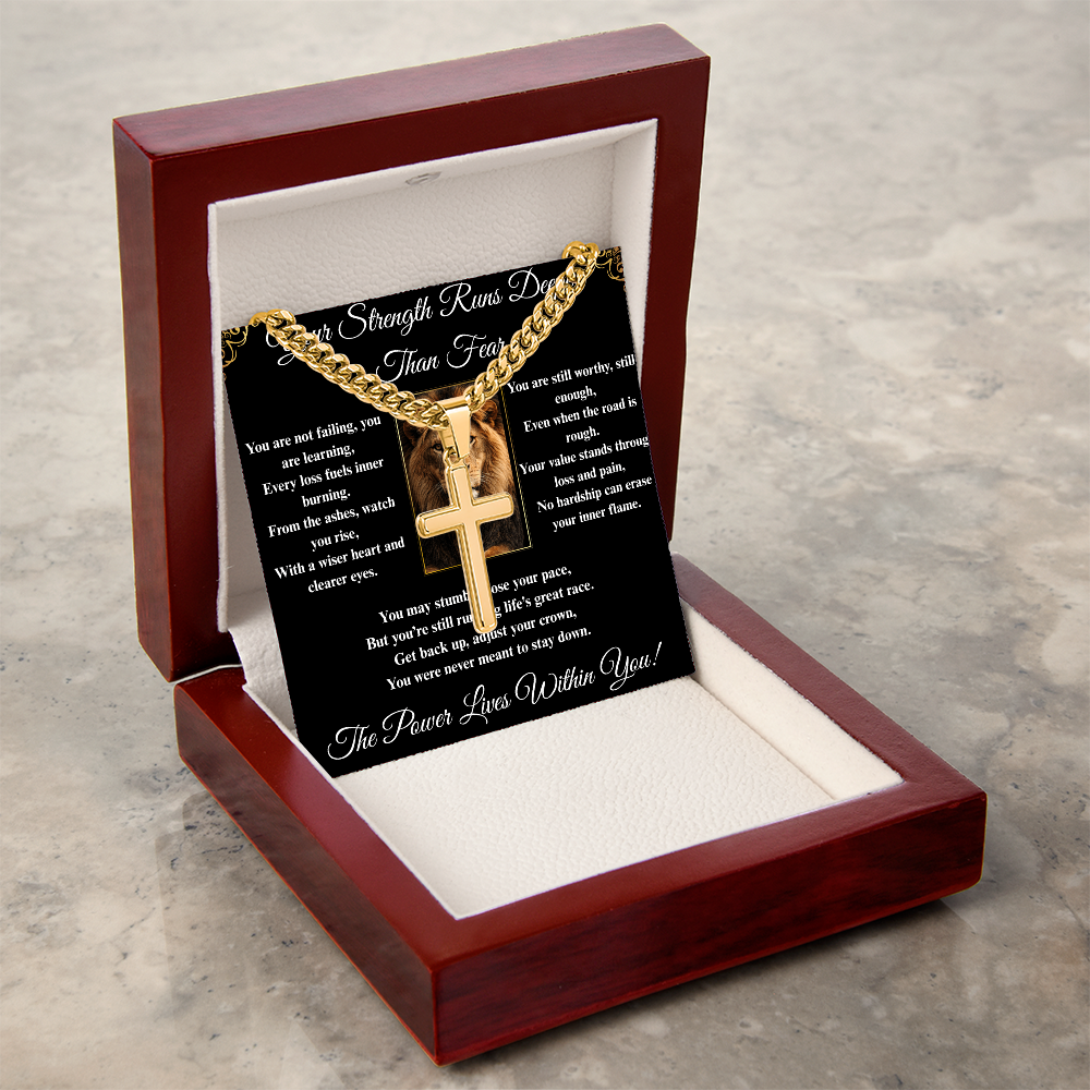 Powerful Motivation Message - Artisan Cross With Cuban Link Chain ShineOn Fulfillment