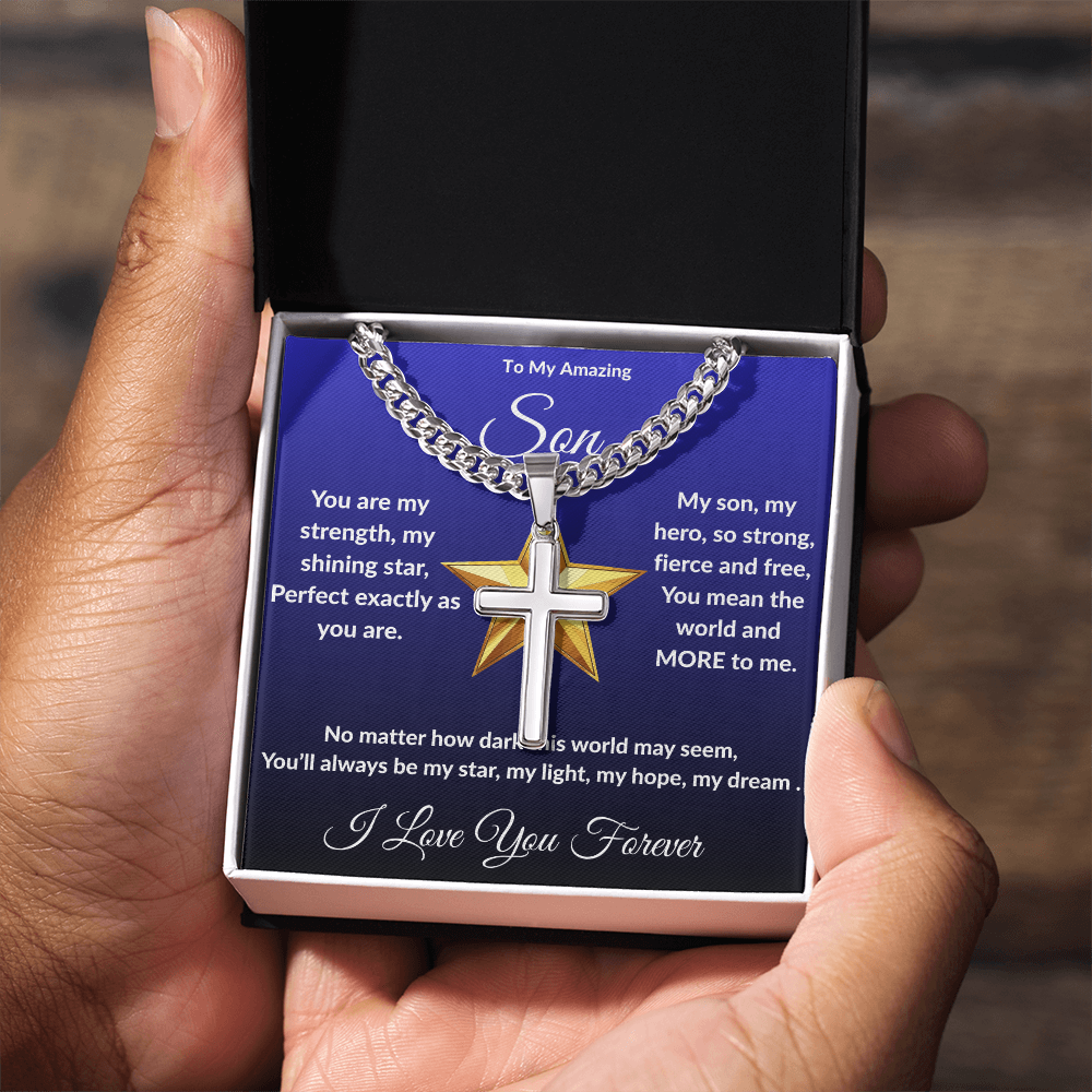 To My Amazing Son - Custom Cross Cuban Link Chain ShineOn Fulfillment