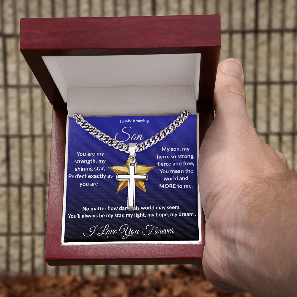 To My Amazing Son - Custom Cross Cuban Link Chain ShineOn Fulfillment