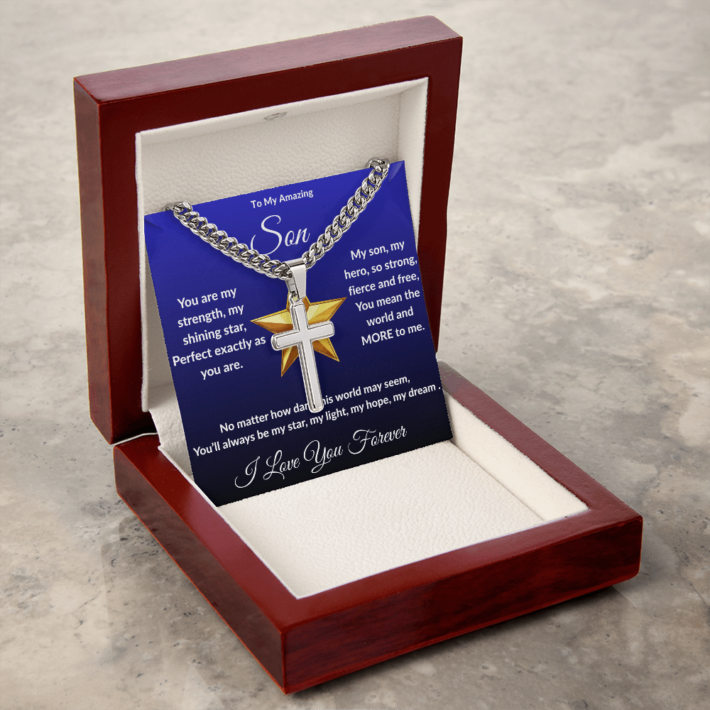 To My Amazing Son - Custom Cross Cuban Link Chain ShineOn Fulfillment