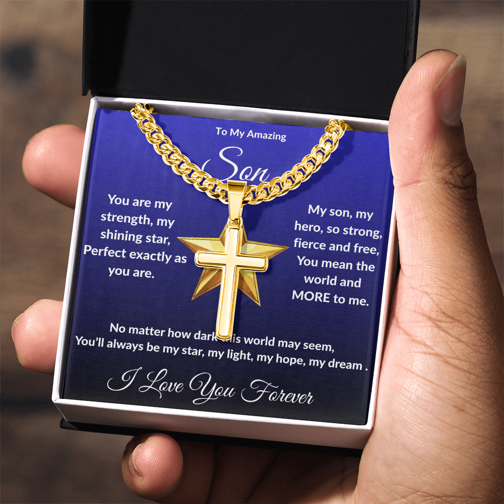 To My Amazing Son - Custom Cross Cuban Link Chain ShineOn Fulfillment