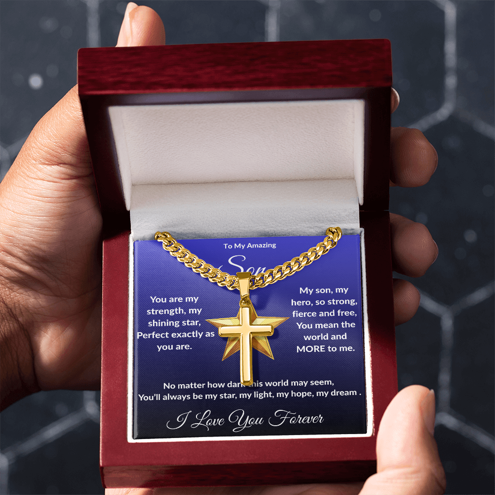 To My Amazing Son - Custom Cross Cuban Link Chain ShineOn Fulfillment