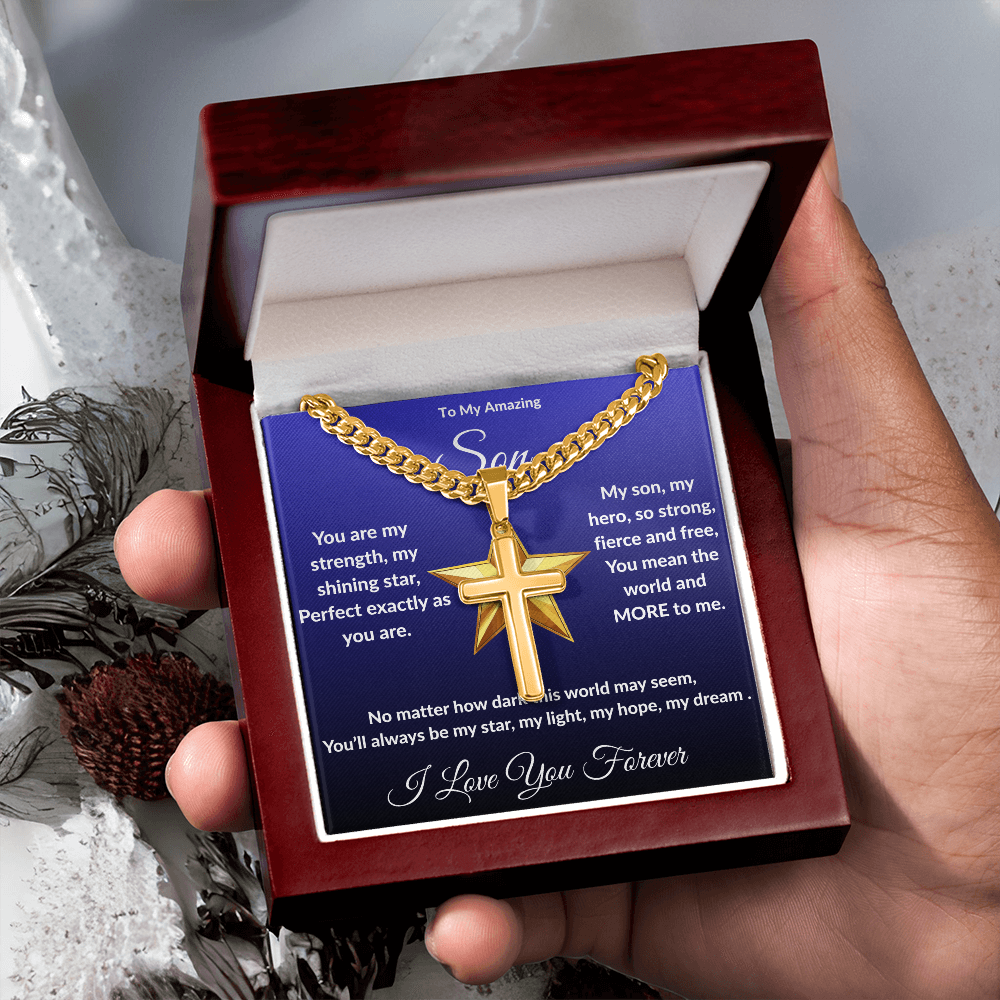 To My Amazing Son - Custom Cross Cuban Link Chain ShineOn Fulfillment