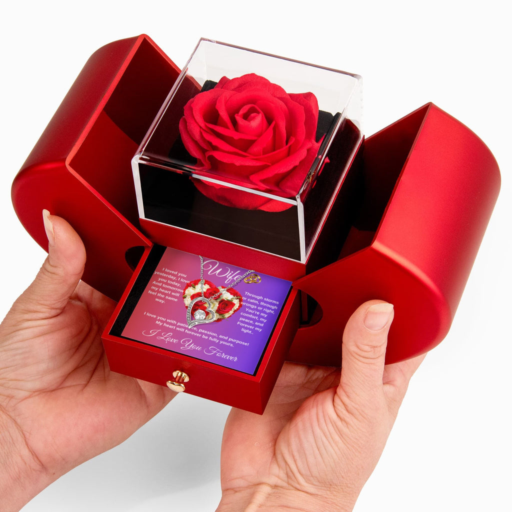 To My Wife - Heart Shaped Diamond Cut Necklace (Rose Gift Box) ShineOn Fulfillment